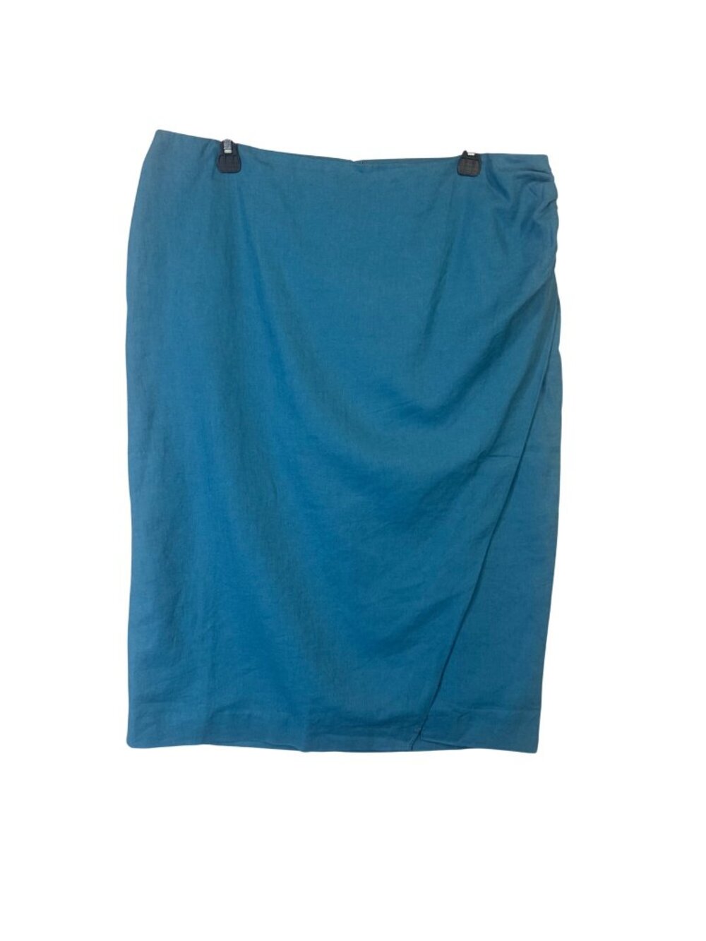 Ann Taylor Factory Linen Blend Wrap Style Blue Pencil Skirt Women's Size 12 NWT